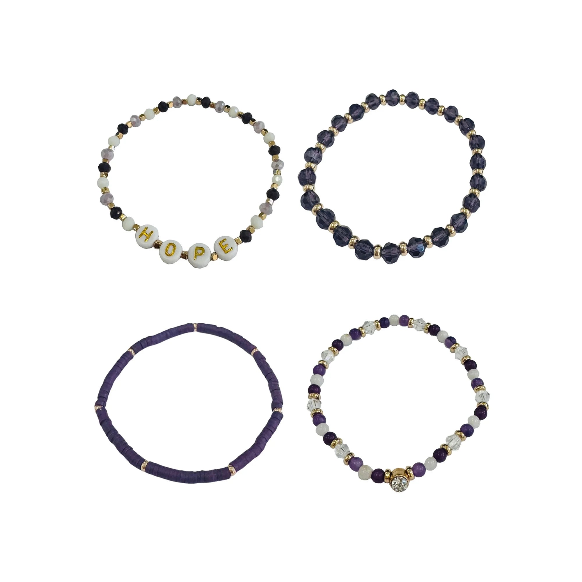 Time and Tru Personalization Stretch Bracelets "Hope" in Purple, 4 Pack n | WTWL283XA