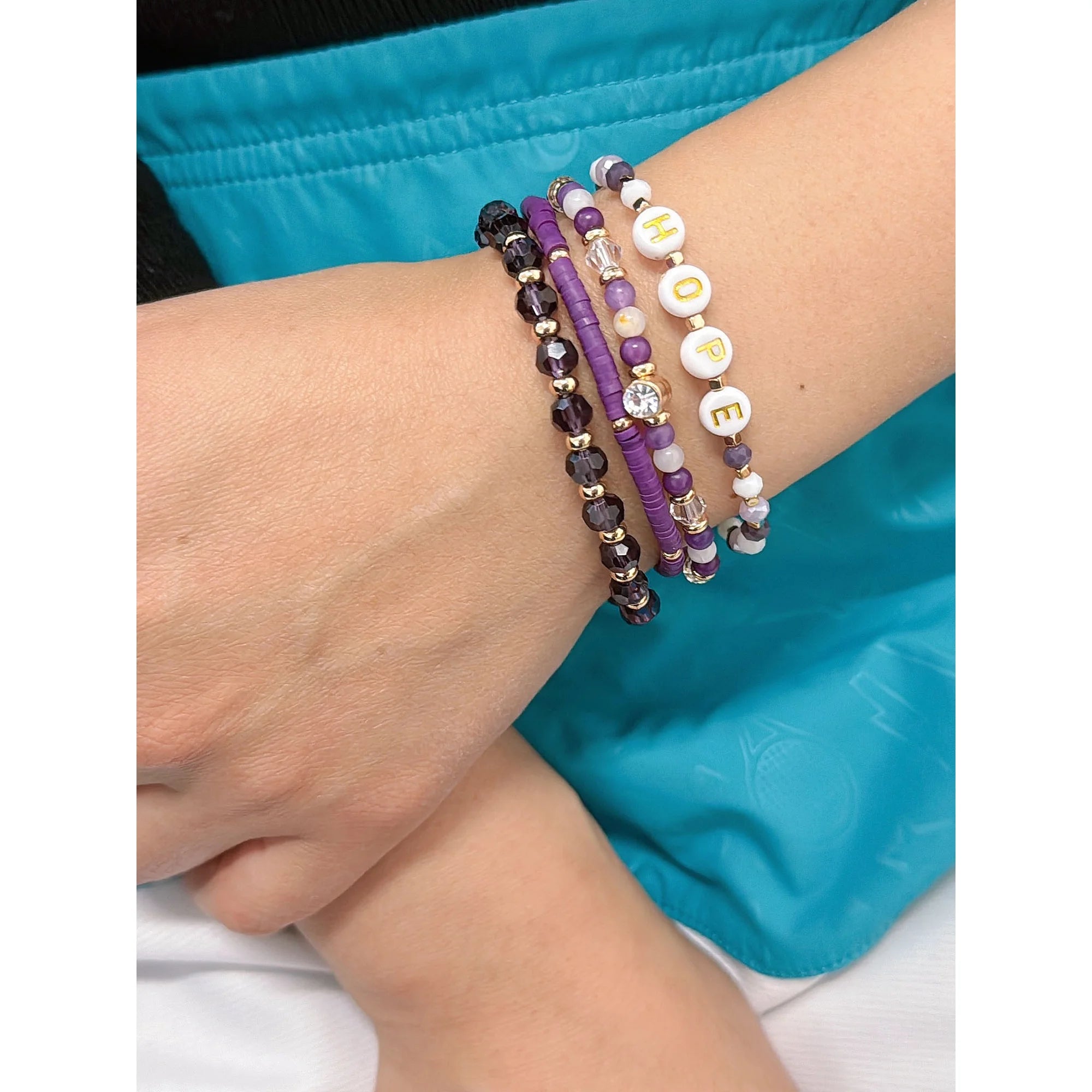 Time and Tru Personalization Stretch Bracelets "Hope" in Purple, 4 Pack n | WTWL283XA