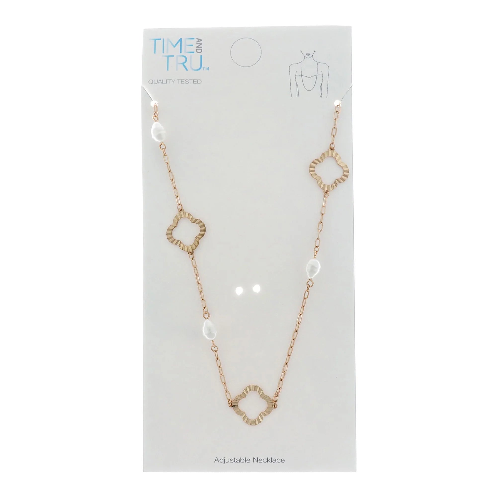 Time and Tru Woman's Stationed Pearl Necklace, Gold | WTWL221XA