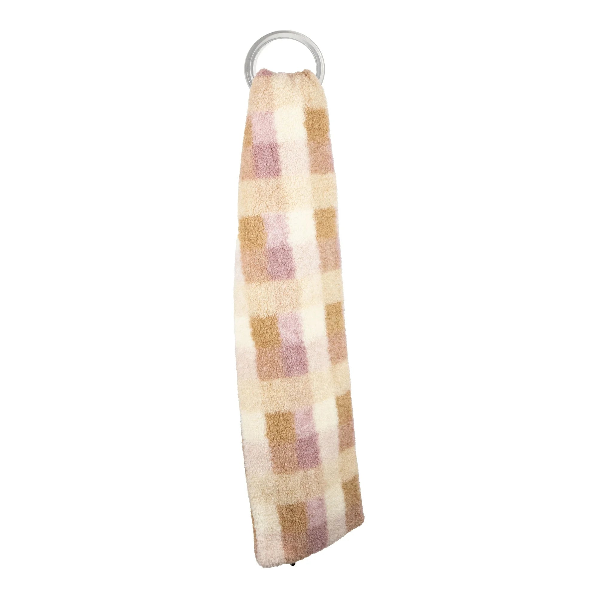 Time and Tru Women's Faux Shearling Winter Scarf, Plaid Blush | WTWL474XA