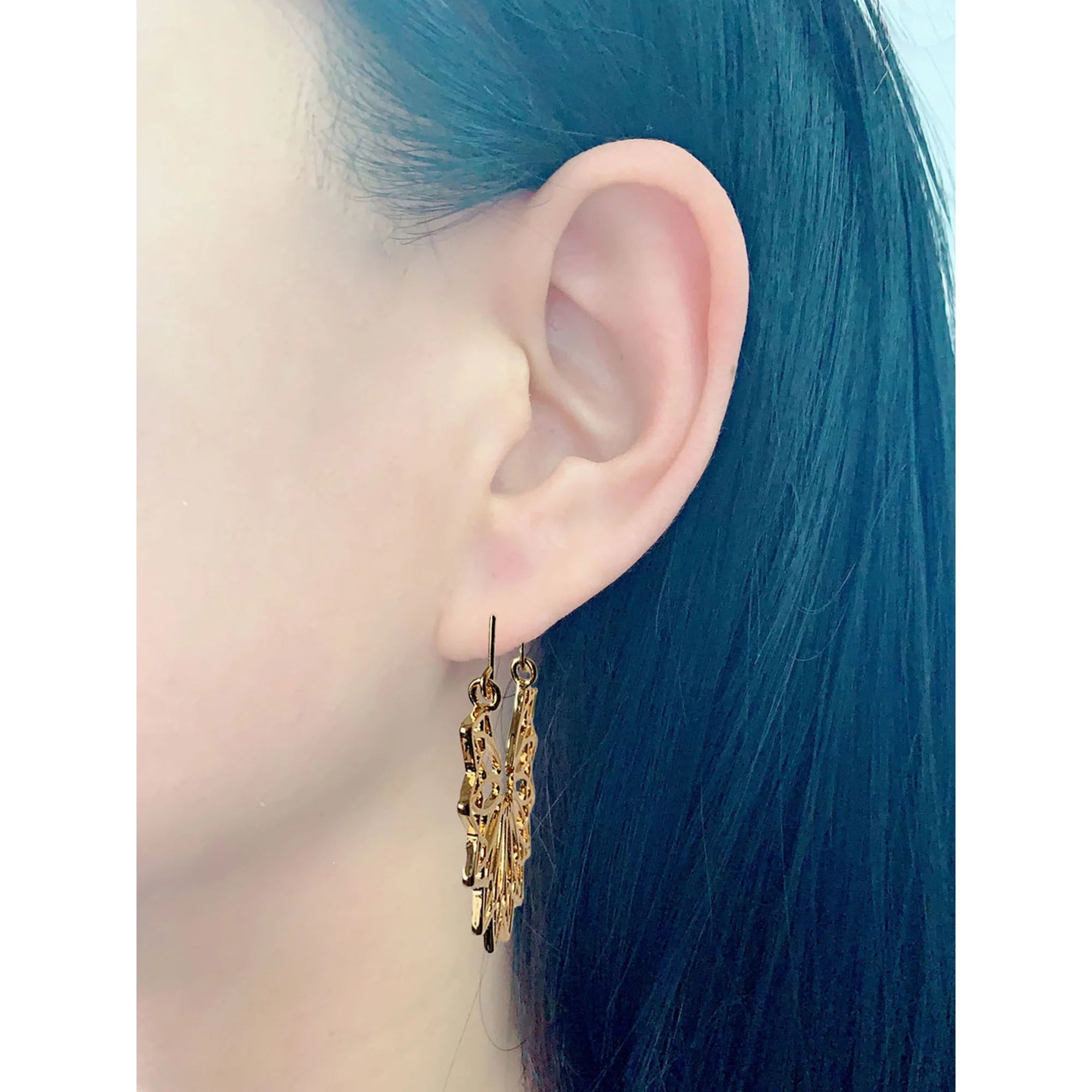 Time and Tru Women's Gold Filagree Boho Statement Earrings | WTWL326XA