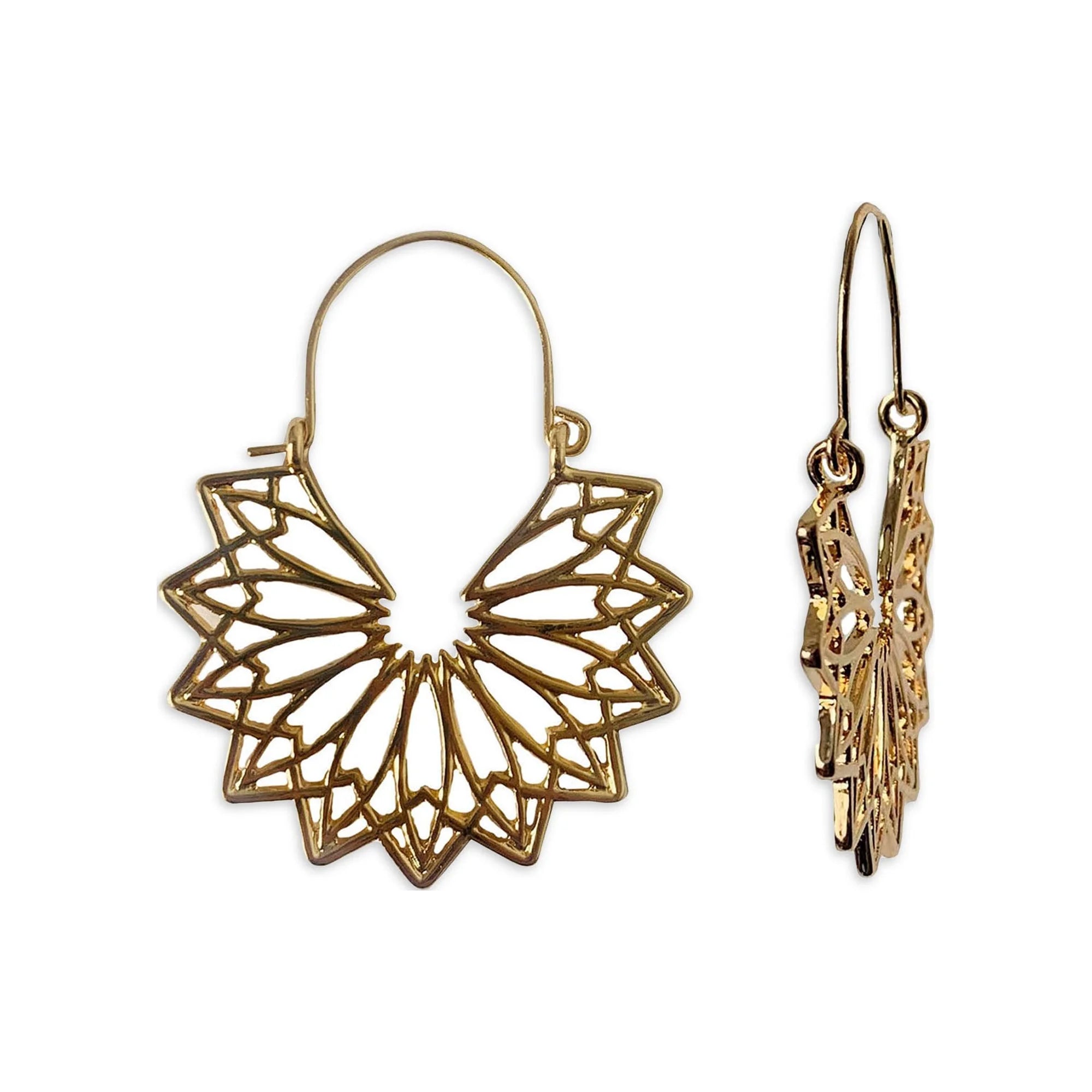 Time and Tru Women's Gold Filagree Boho Statement Earrings | WTWL326XA