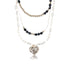 Time and Tru Women's Gold Tone Beaded Layered Necklace with Heart Pendant |  WTWL328XA