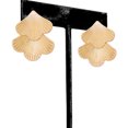 Time and Tru Women's Gold Tone Modern Textured Double Fan Art Deco Style Casting Drop Post Earring  | WTWL256XA