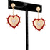 Time and Tru Women's Gold Tone Red Edge Heart Drop Earring and Crystal Stone Heart Center |  WTWL252XA