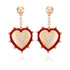 Time and Tru Women's Gold Tone Red Edge Heart Drop Earring and Crystal Stone Heart Center |  WTWL252XA