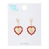 Time and Tru Women's Gold Tone Red Edge Heart Drop Earring and Crystal Stone Heart Center |  WTWL252XA