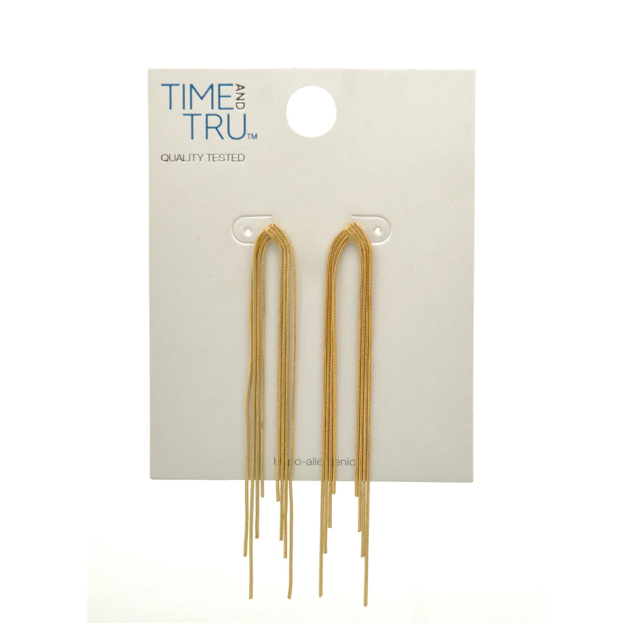 Time and Tru Women's Gold Tone Snake Chain Tassel Earrings  |  WTWL246XA