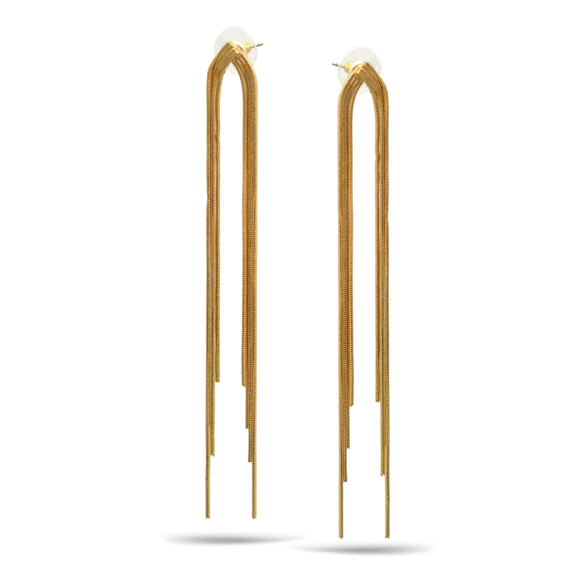 Time and Tru Women's Gold Tone Snake Chain Tassel Earrings  |  WTWL246XA