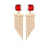 Time and Tru Women's Gold Tone Statement Earring with Garnet Rectangle Stone Post and Fringe Drop |  WTWL257XA