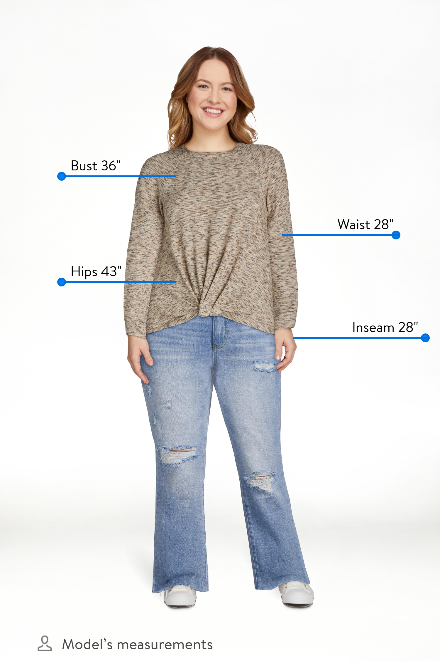 Time and Tru Women's Hacci Knot Front Top, | WTWL354XA