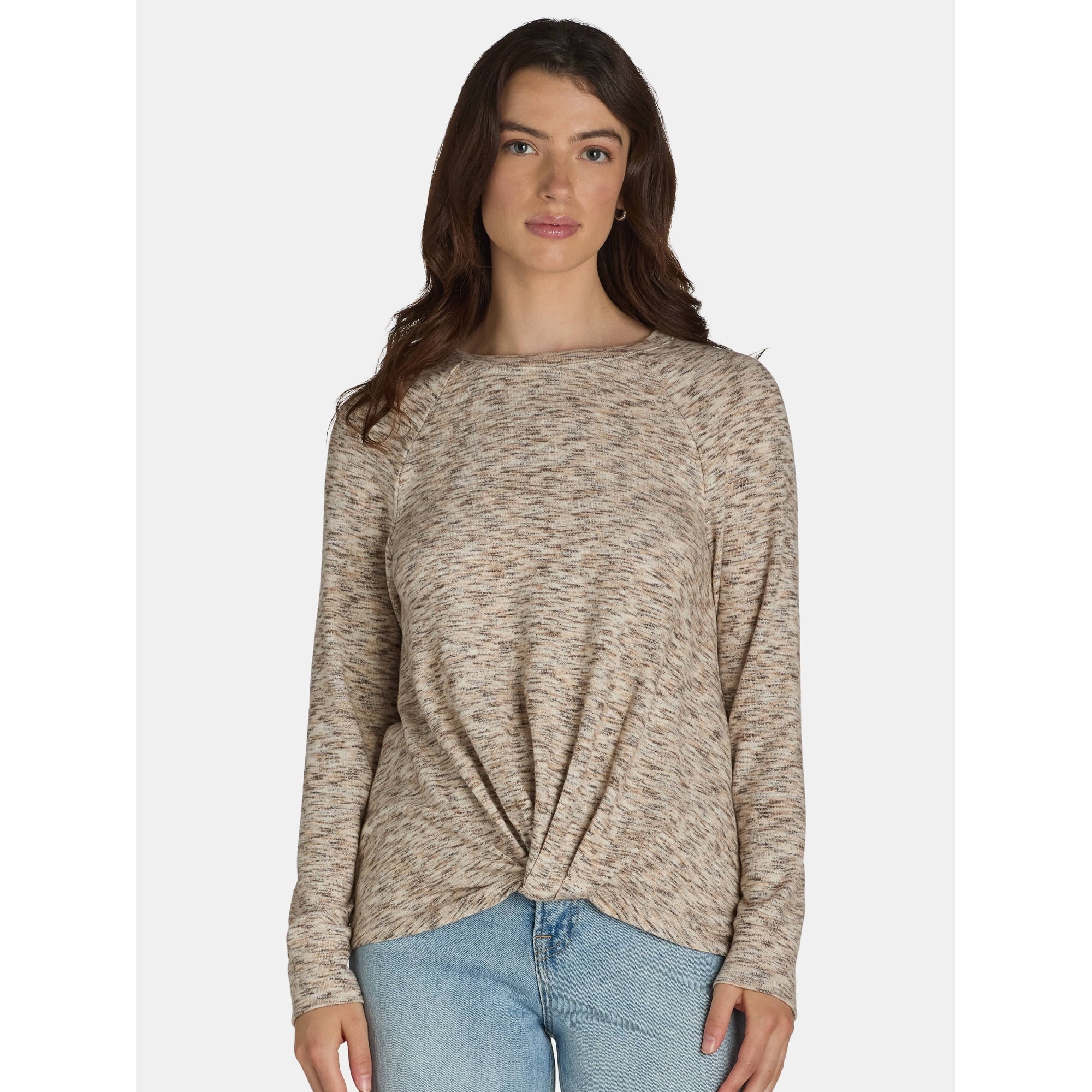 Time and Tru Women's Hacci Knot Front Top, | WTWL354XA