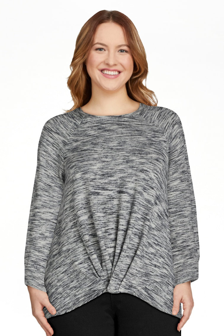 Time and Tru Women's Hacci Knot Front Top, | WTWL354XB