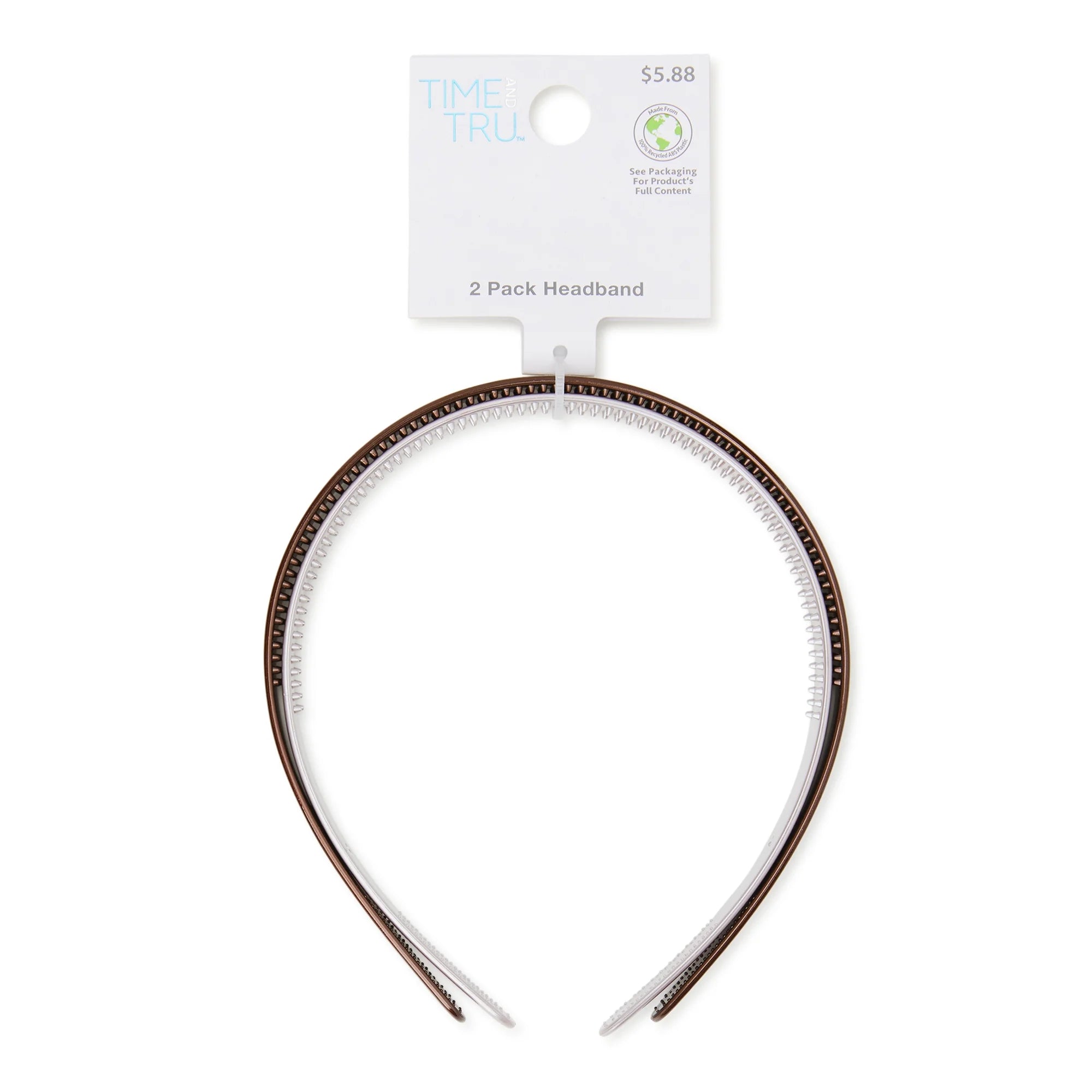 Time and Tru Women's Hair Headbands 2-Pack, Ivory Brown | WTWL383XA