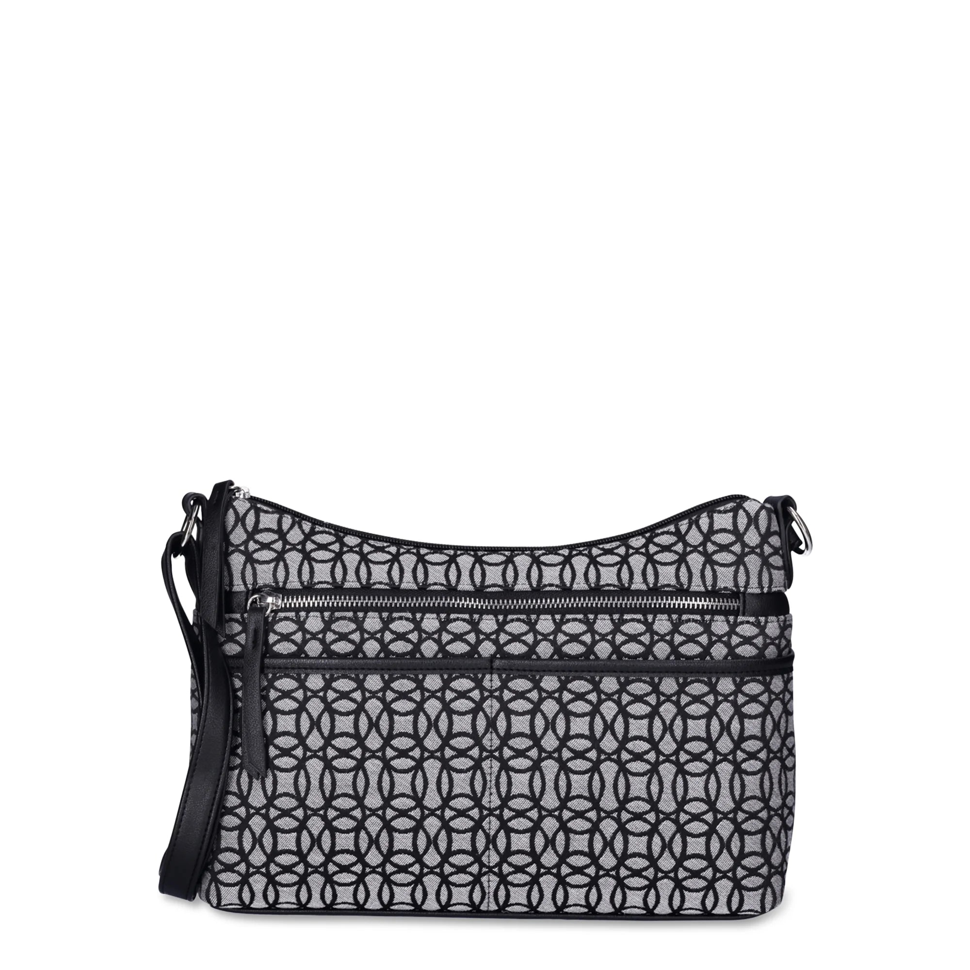 Time and Tru Women’s Hallie Crossbody Handbag, Black/Beige Jacquard | WTWL333XA