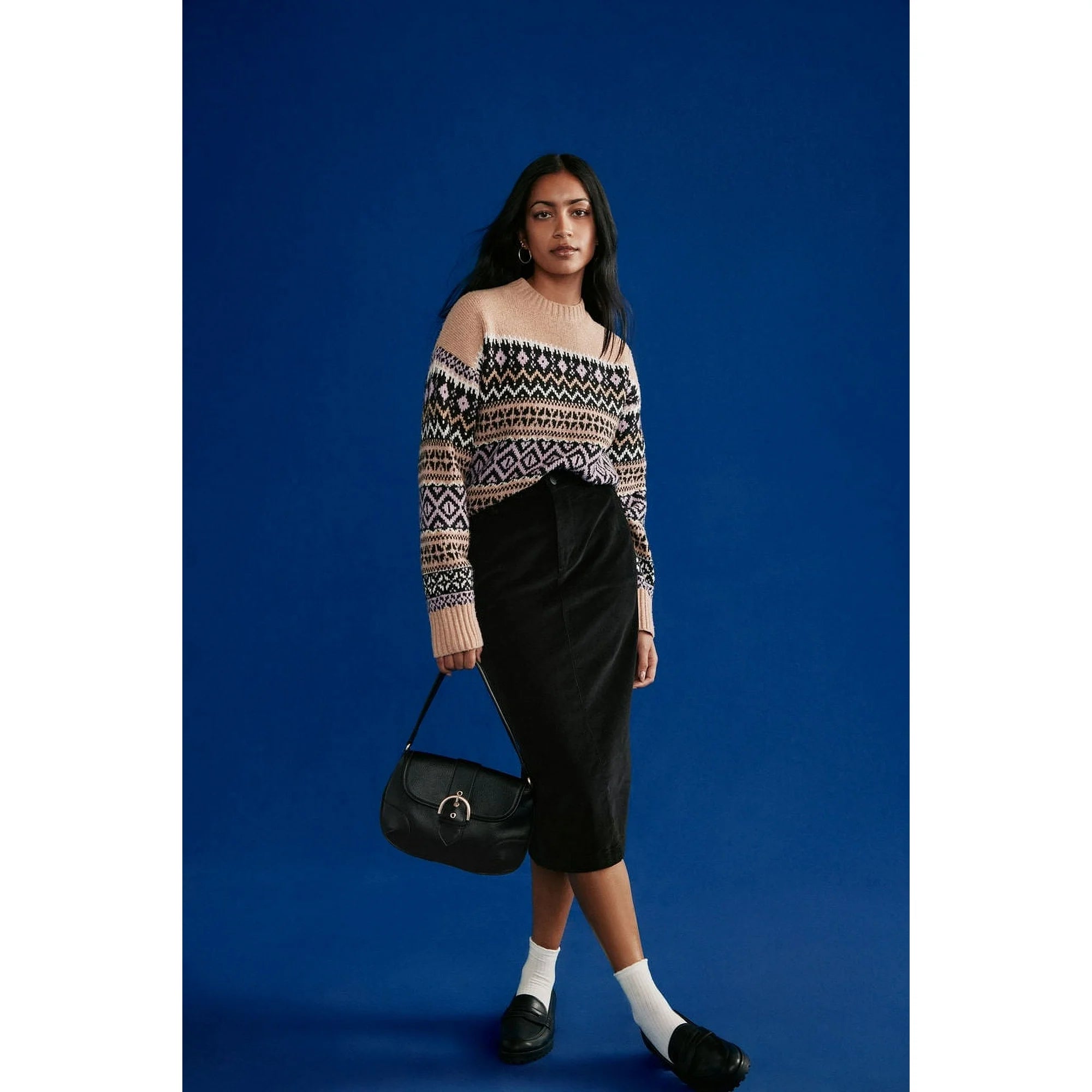 Time and Tru Women's Heather Shoulder Buckle Bag, Black Jacquard | WTWL638XA