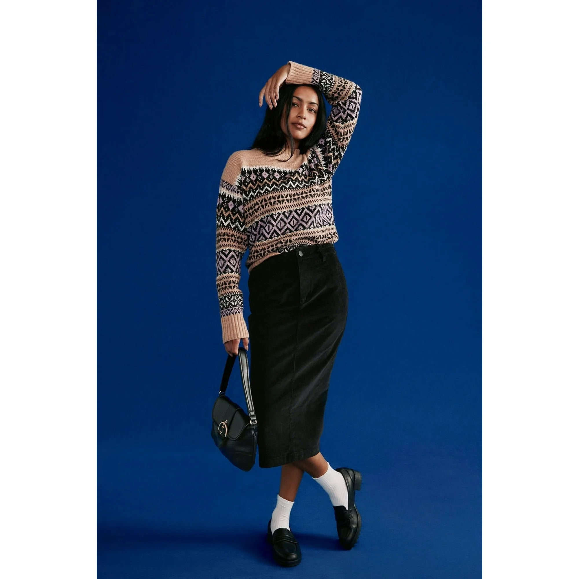 Time and Tru Women's Heather Shoulder Buckle Bag, Black Jacquard | WTWL638XA