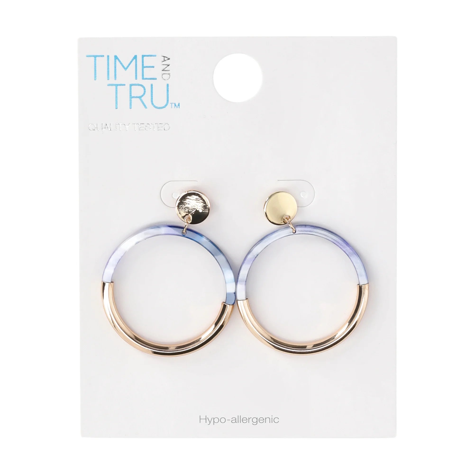 Time and Tru Women's Marble Gold Tone Drop Hoop Earrings |  WTWL254XA