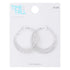Time and Tru Women's Modern Textured Large Open Clutchless Hoops in Silver Tone Plating. For a Delicate Statement, these Earrings are the Perfect Choice  |  WTWL301XA