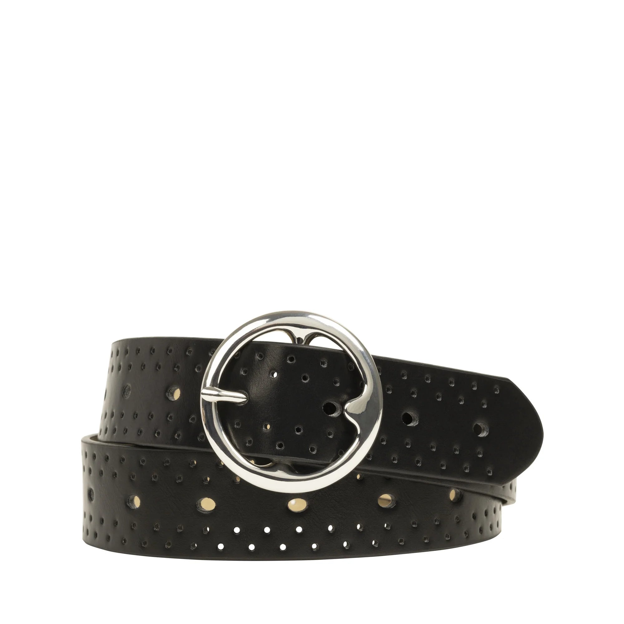 Time and Tru Women's Plus Oval Perforated Belt, Black | WTWL376XA