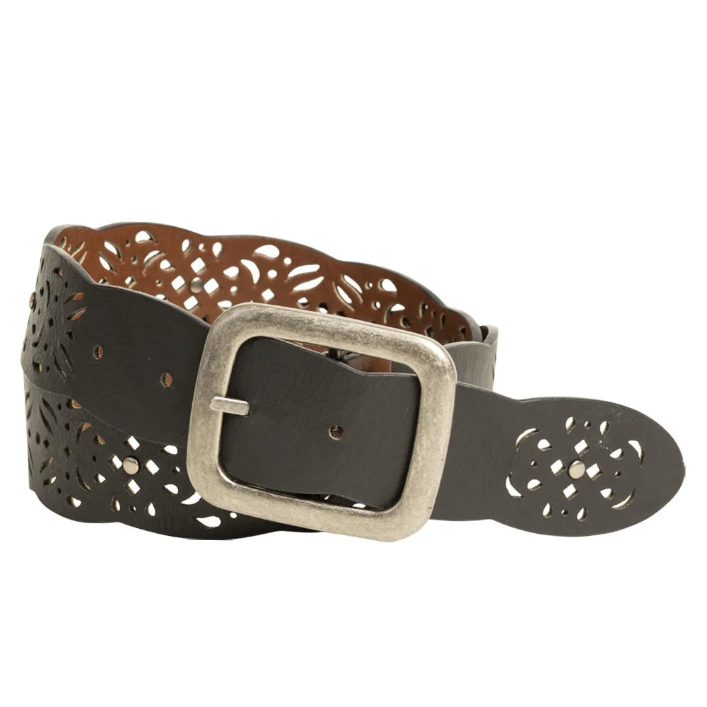 Time and Tru Women's Reversible Scallop Belt, Brown/Black | WTWL372XA