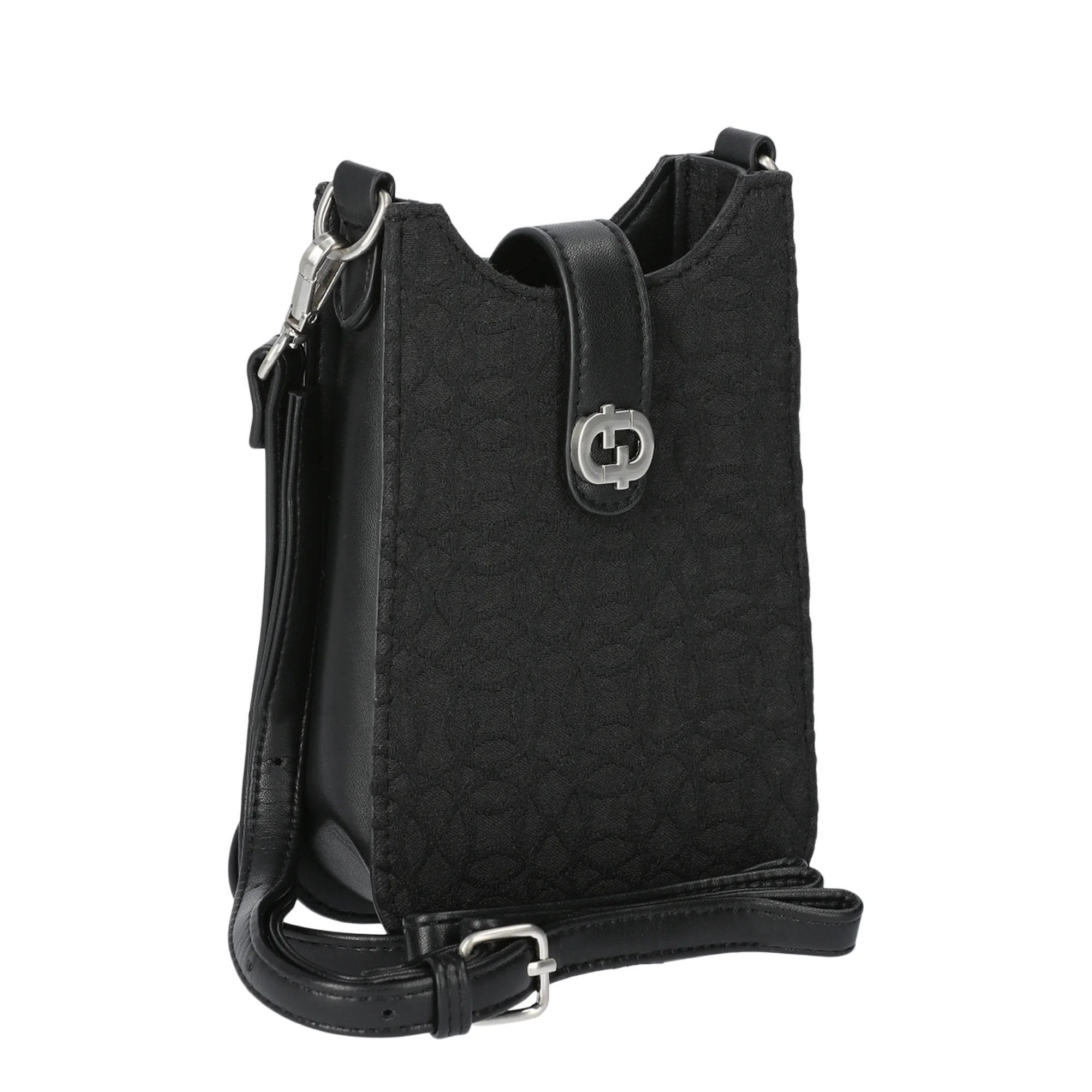 Time and Tru Women's Rowan Tab Cellie Bag, Black Jacquard | WTWL353XA