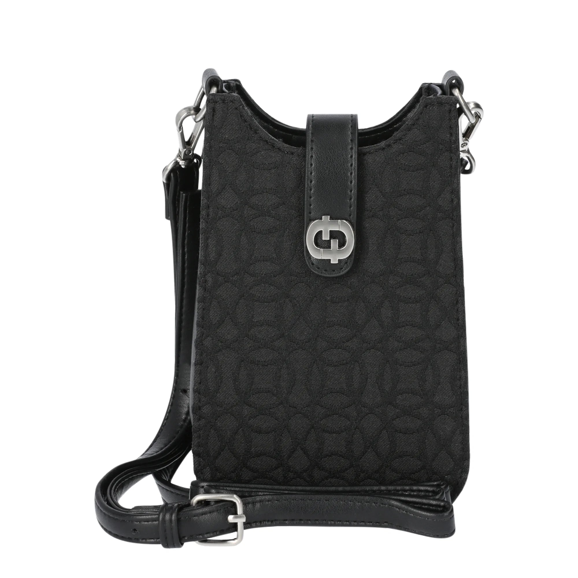 Time and Tru Women's Rowan Tab Cellie Bag, Black Jacquard | WTWL353XA