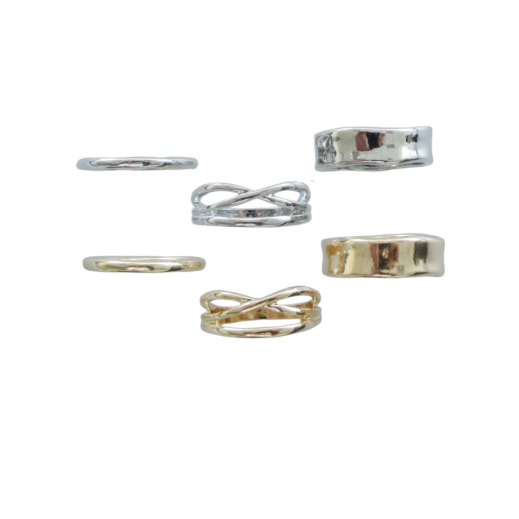 Time and Tru Women's Two Tone Band Ring Set, 6-Piece,  |  WTWL243XA