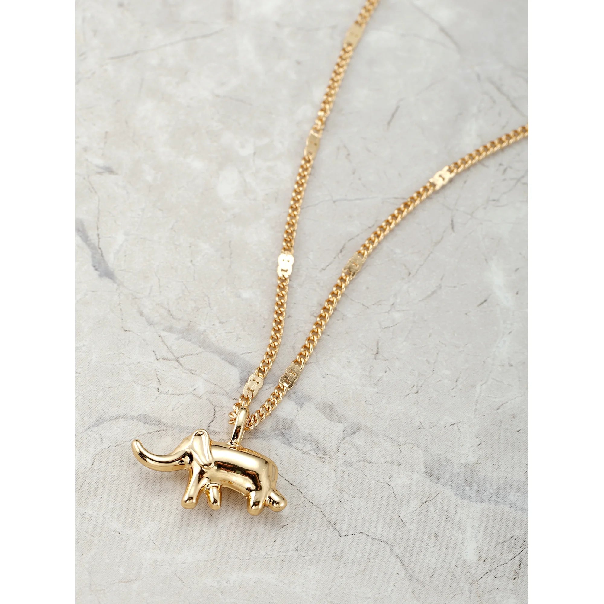 Time and Tru Womens Gold Elephant Charm Pendant Necklace Set, 1 Piece | WTWL235XA