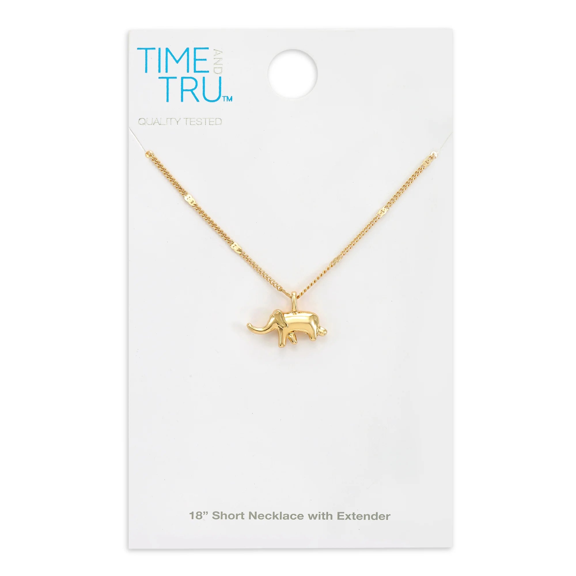 Time and Tru Womens Gold Elephant Charm Pendant Necklace Set, 1 Piece | WTWL235XA