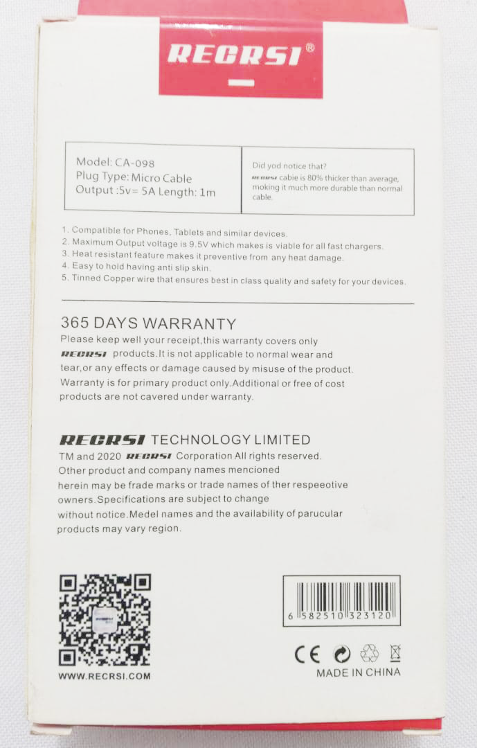 REQRSI 5A Fast Cable CA-098 (super charging cable) | VTM20a