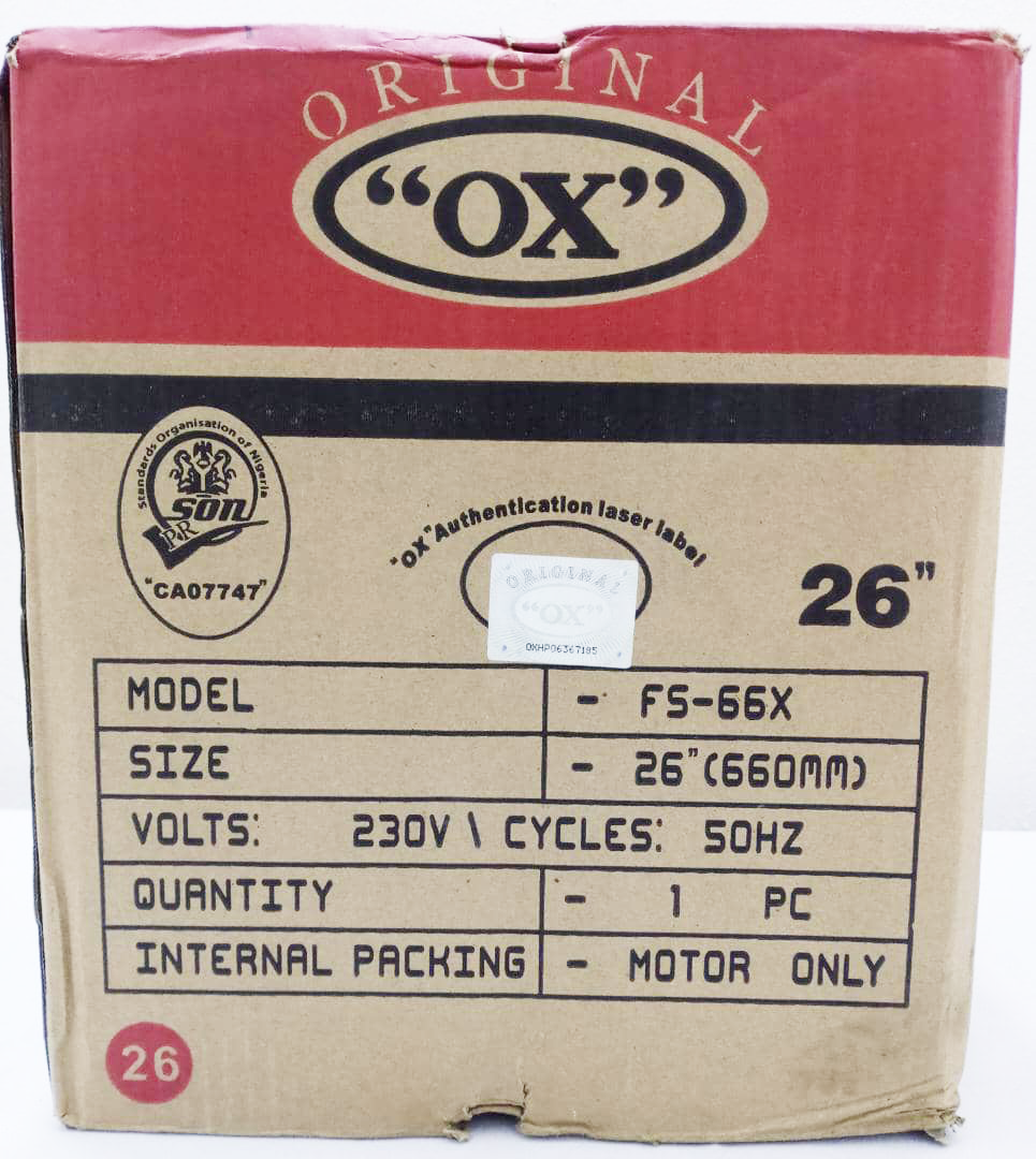 Ox 26 Inches Industrial Standing Fan | VTM46a