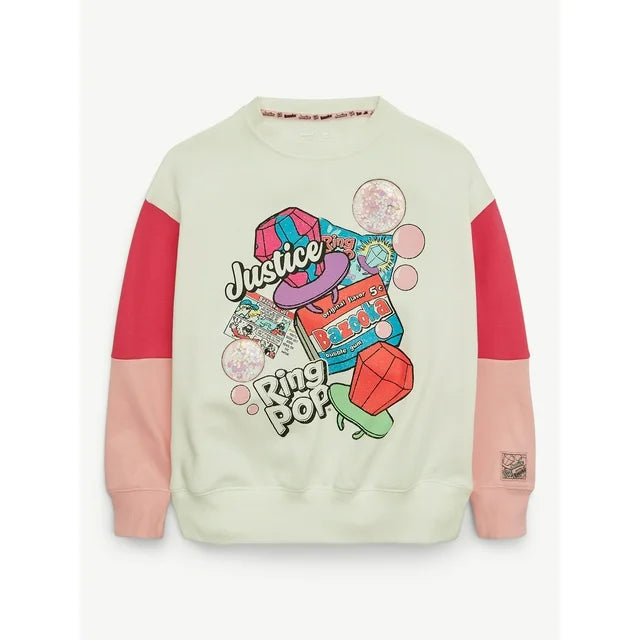 Justice Girls Ring Pop/Bazooka Collab Crew, Sizes XS-XLP | WTWL651XA