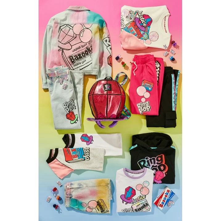 Justice Girls Ring Pop/Bazooka Collab Crew, Sizes XS-XLP | WTWL651XA