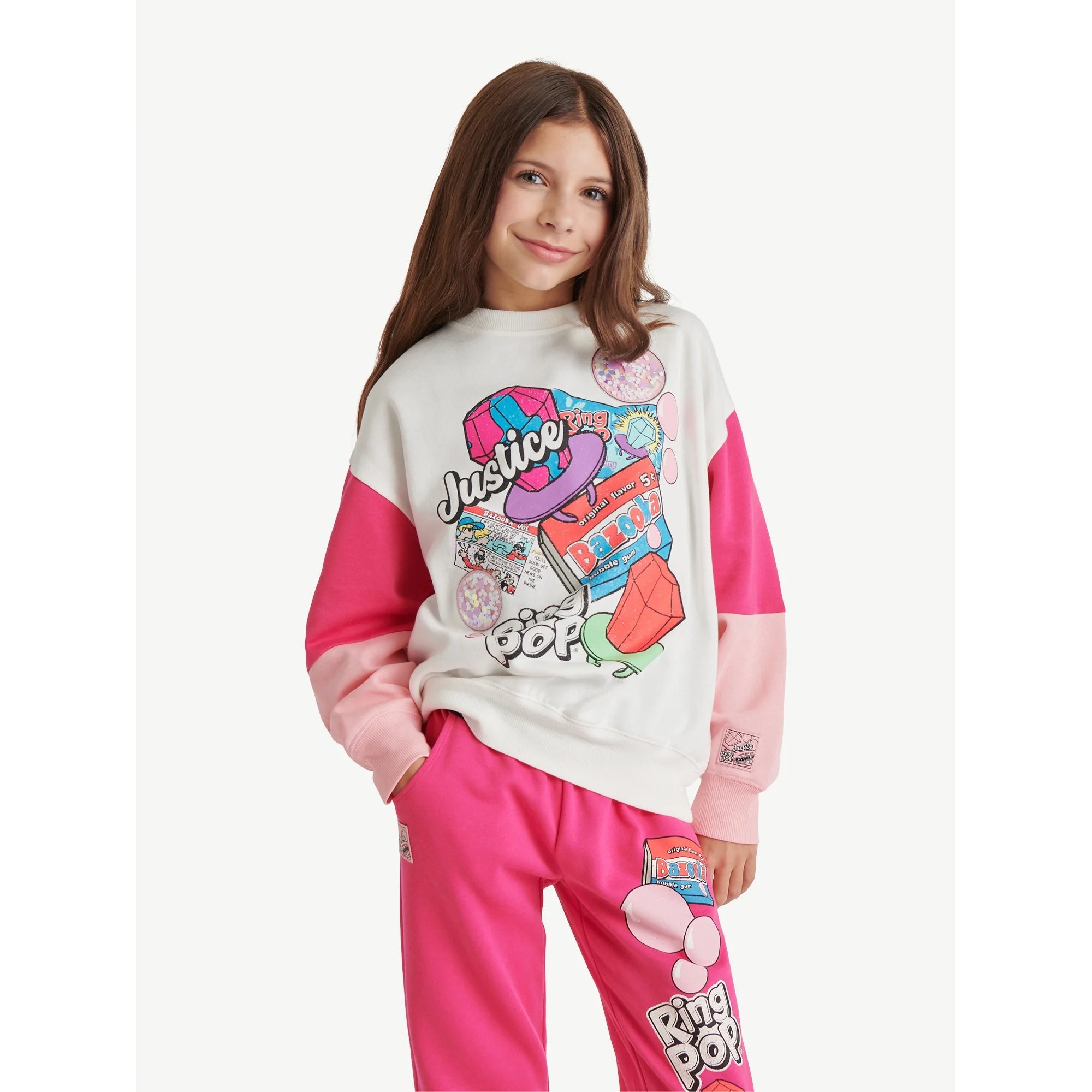 Justice Girls Ring Pop/Bazooka Collab Crew, Sizes XS-XLP | WTWL651XA