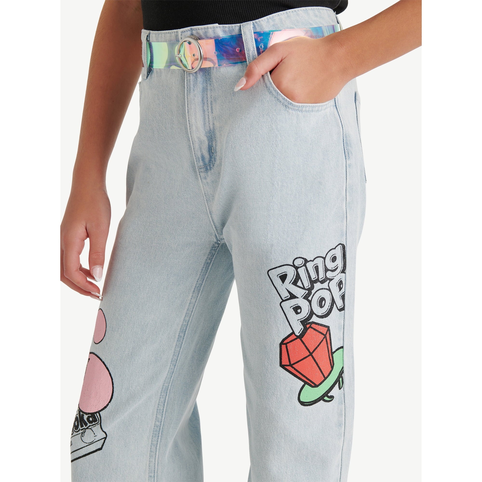 Justice Girls Ring Pop Collab Jeans, Sizes 6-18, Slim & Plus  |  WTWL655XA