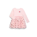 Hershey Dress  Way To Celebrate Toddler Girl Valentine's Day Long Sleeve Mesh Dress | WTWL53XB
