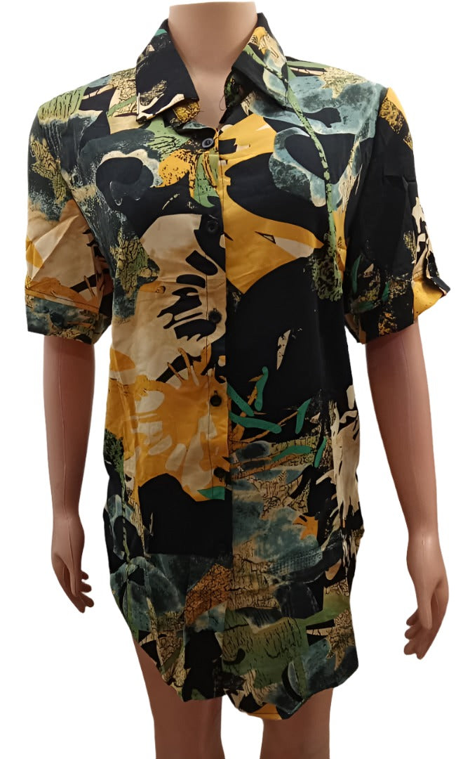 Classy Ladies Top Multi-colors Large, Green | NBN3c