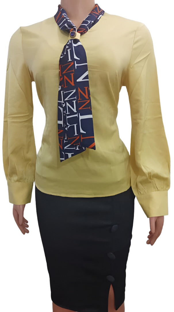 Top Fashion Skirt and Blouse Set for Ladies XL Yellow Top & Free Size Black Skirt | DBK2c