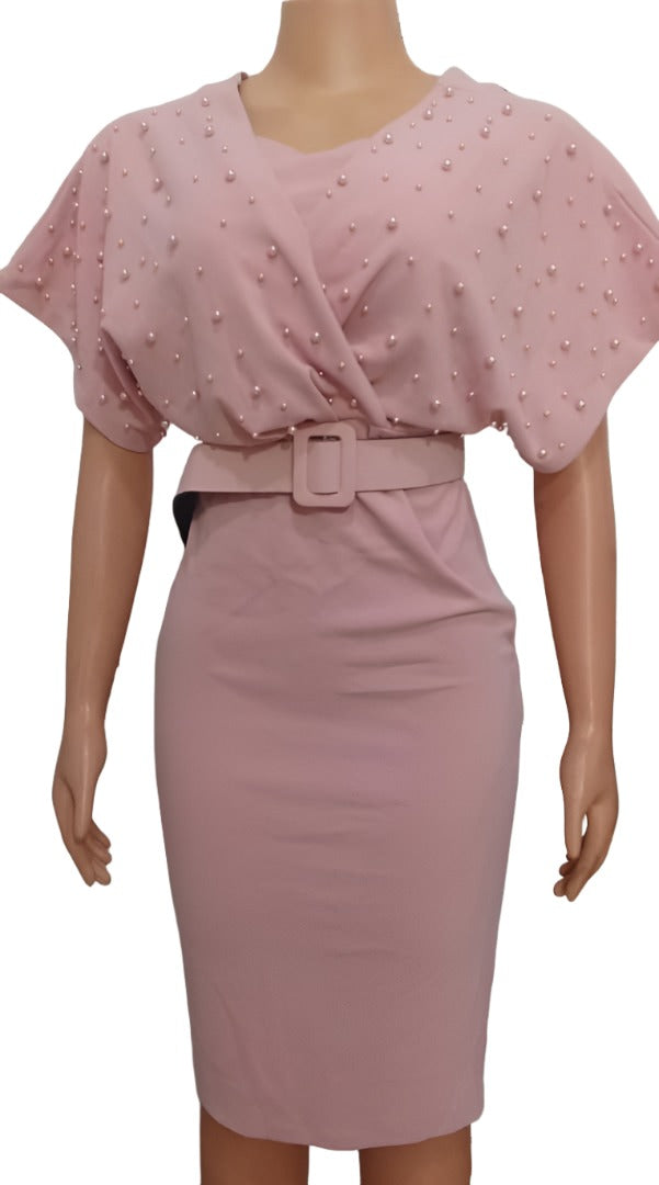 Stylish Fancy Beaded Gown (Dress) for Ladies XL, Pink | MNE3b