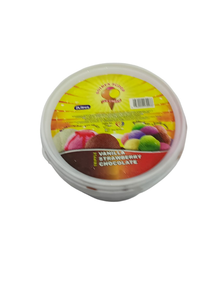 Golden Scoop Ice Cream, Vanila/Strawberry/Chocolate (2Litres Tripple) | PVT36a