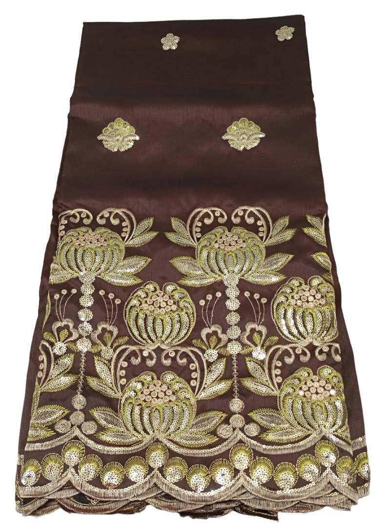 Beautiful Designer Silk George (Coffee Brown), 5 Yards/Piece | AFTA-GLZ5036ZGL243D