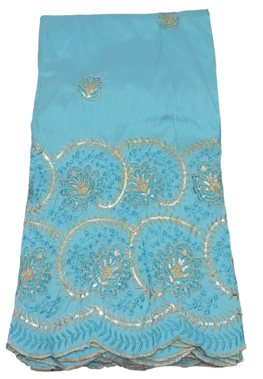 Elegant First Lady Designer Silk George (Sky Blue), 5 Yards/Piece | AFTA-GS507S51084C