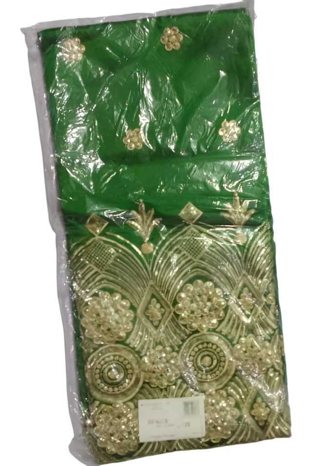 Indian Designer African Unique Lace George (Deep Green), 5 Yards/Piece | AFTA-GLZ5026ZGL233A