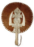 Traditional Chieftaincy Hand Fan Round shape With Animal Hairs, Brown and Ash | BST5b