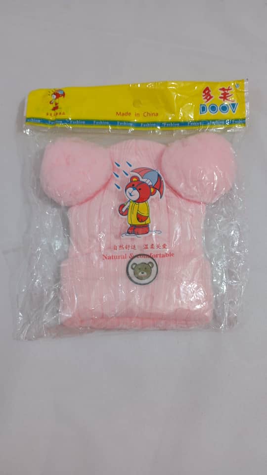 Natural & Comfortable Baby Cap with 2 Horns, Pink | NMD4a