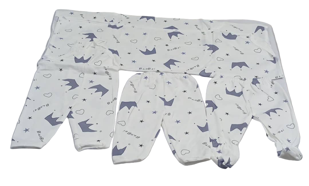 11in1 Unisex Cloth Matching Set for Baby, White and Blue | GOM38b