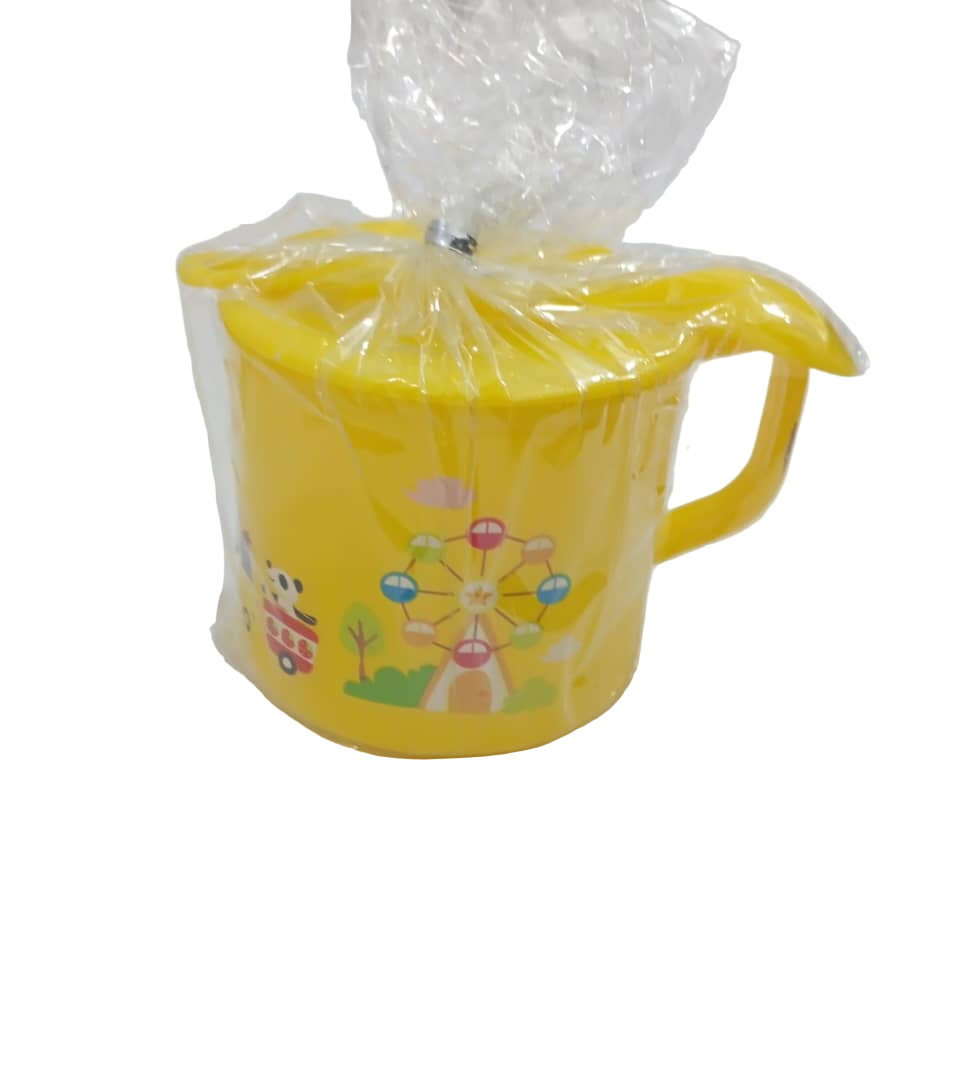 Affordable Kids Cup with Spoon, Yellow | GOM41b