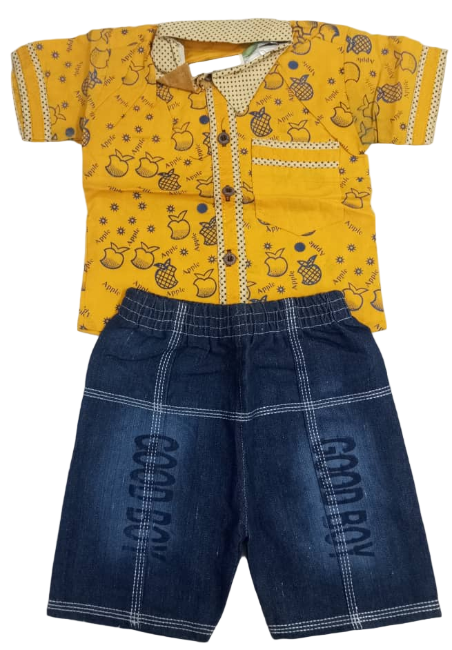 Fashion Good Boy Jeans and Shirt, Yellow and Blue | VBK6b