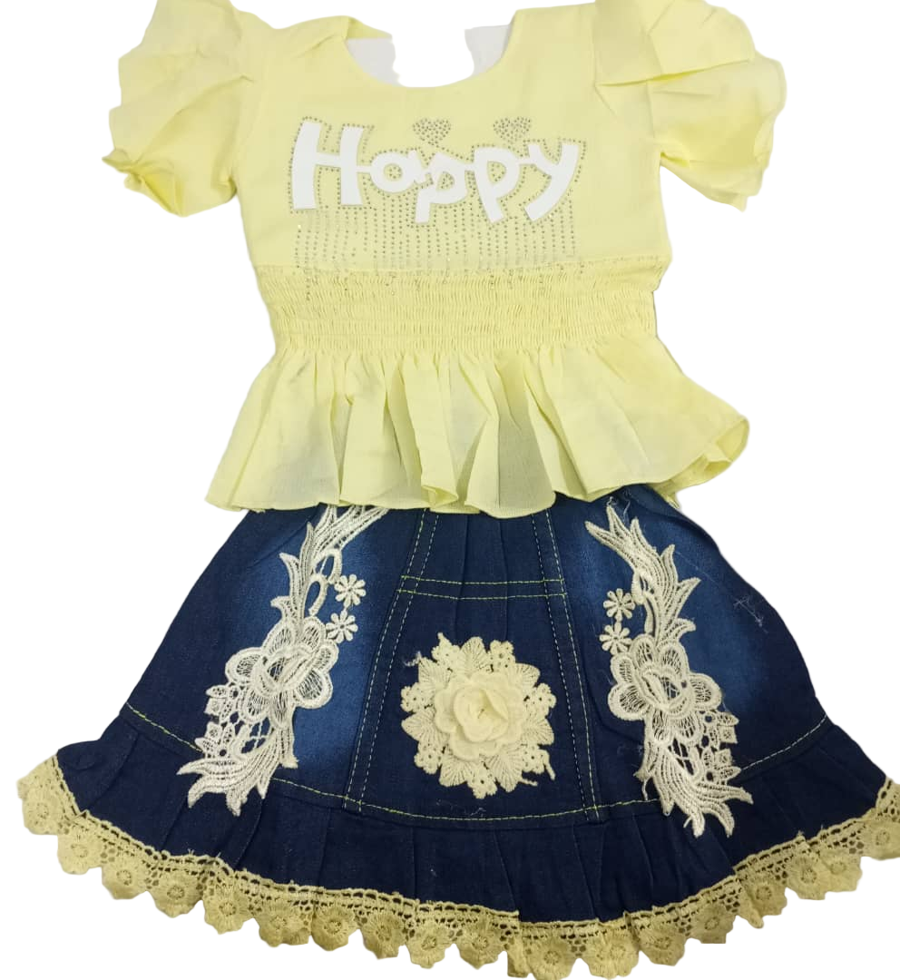 Beautiful Baby Up and Down Dress ,Yellow and Blue | VBK8a